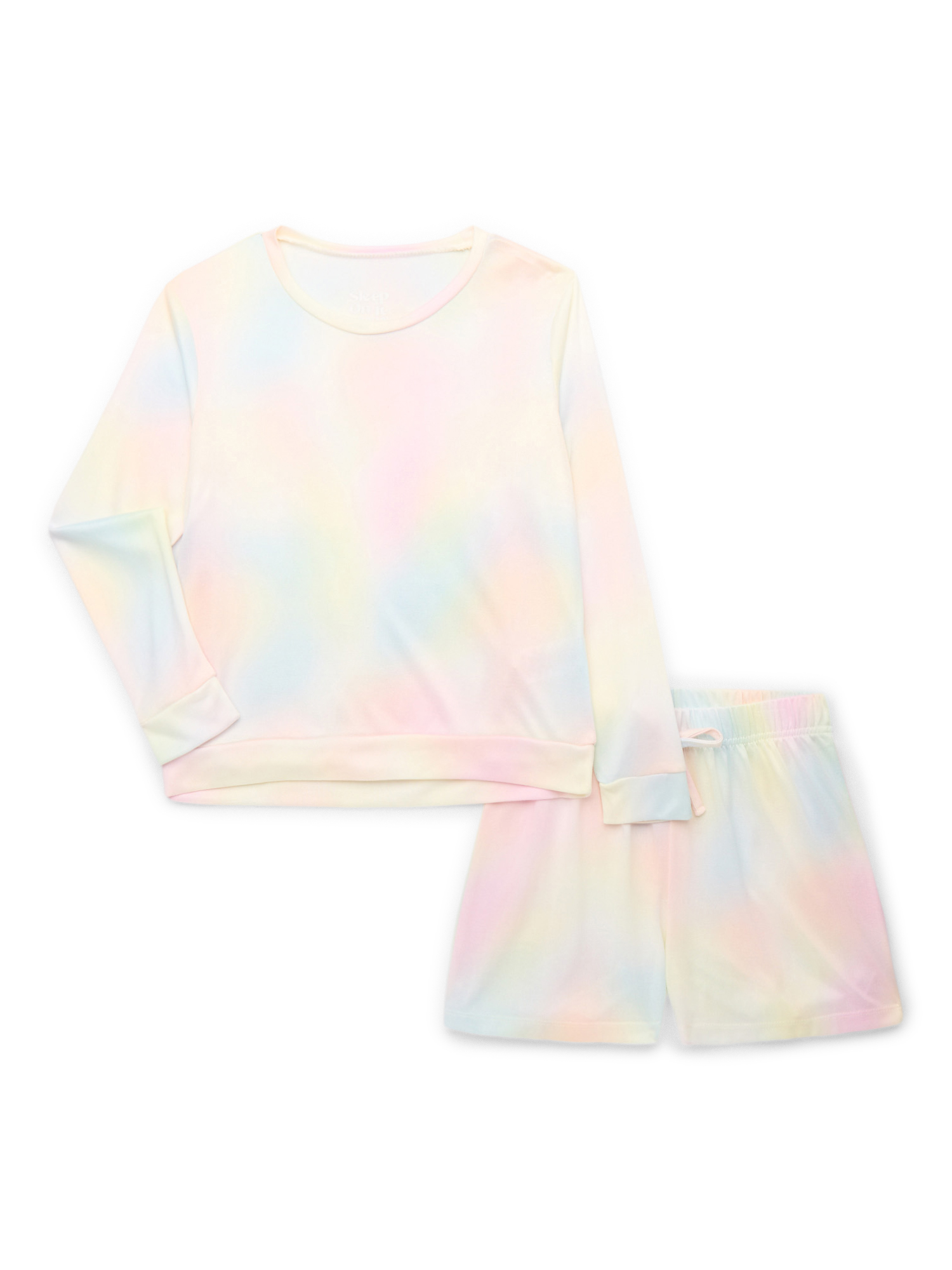 Sleep On It Girls Long Sleeve Top and Shorts Sleep Set, 2-Piece, Sizes 7-16
